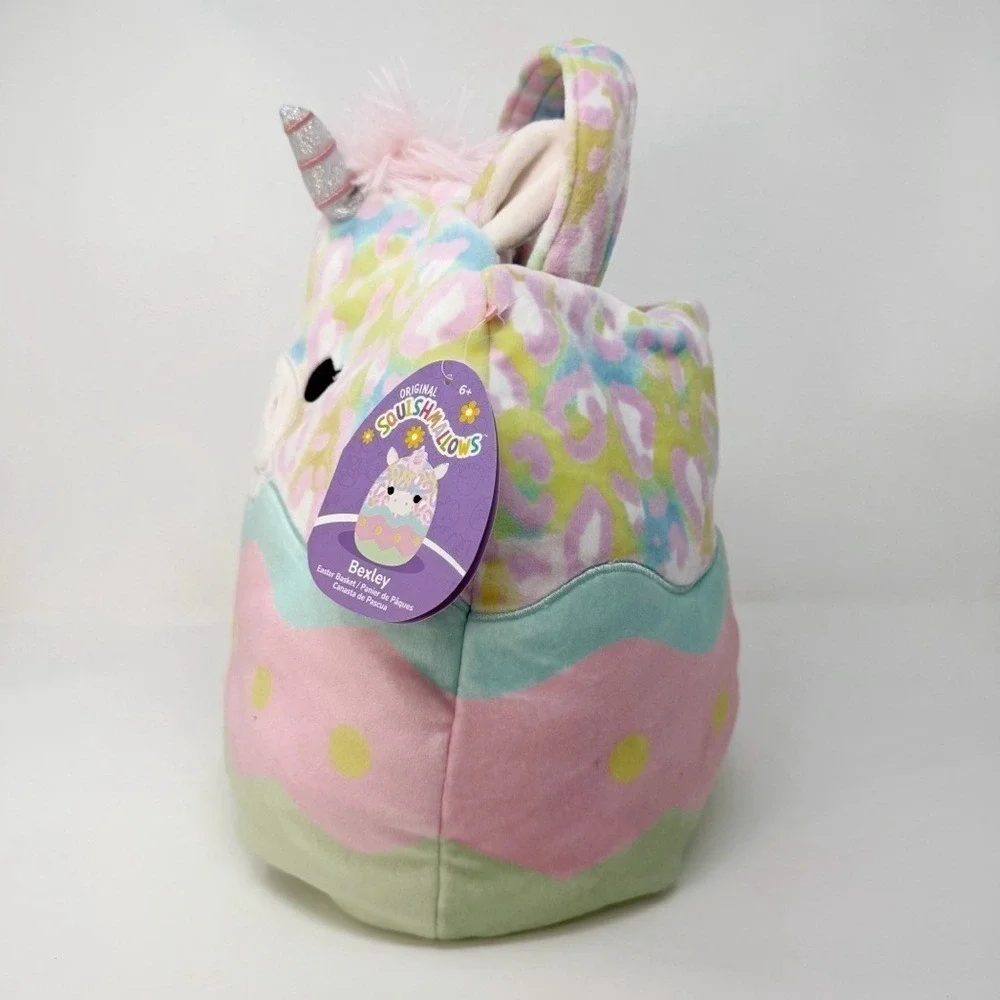 NWT Squishmallows Bexley Unicorn Plush Basket Tote Toy Storage Easter Gift Bag